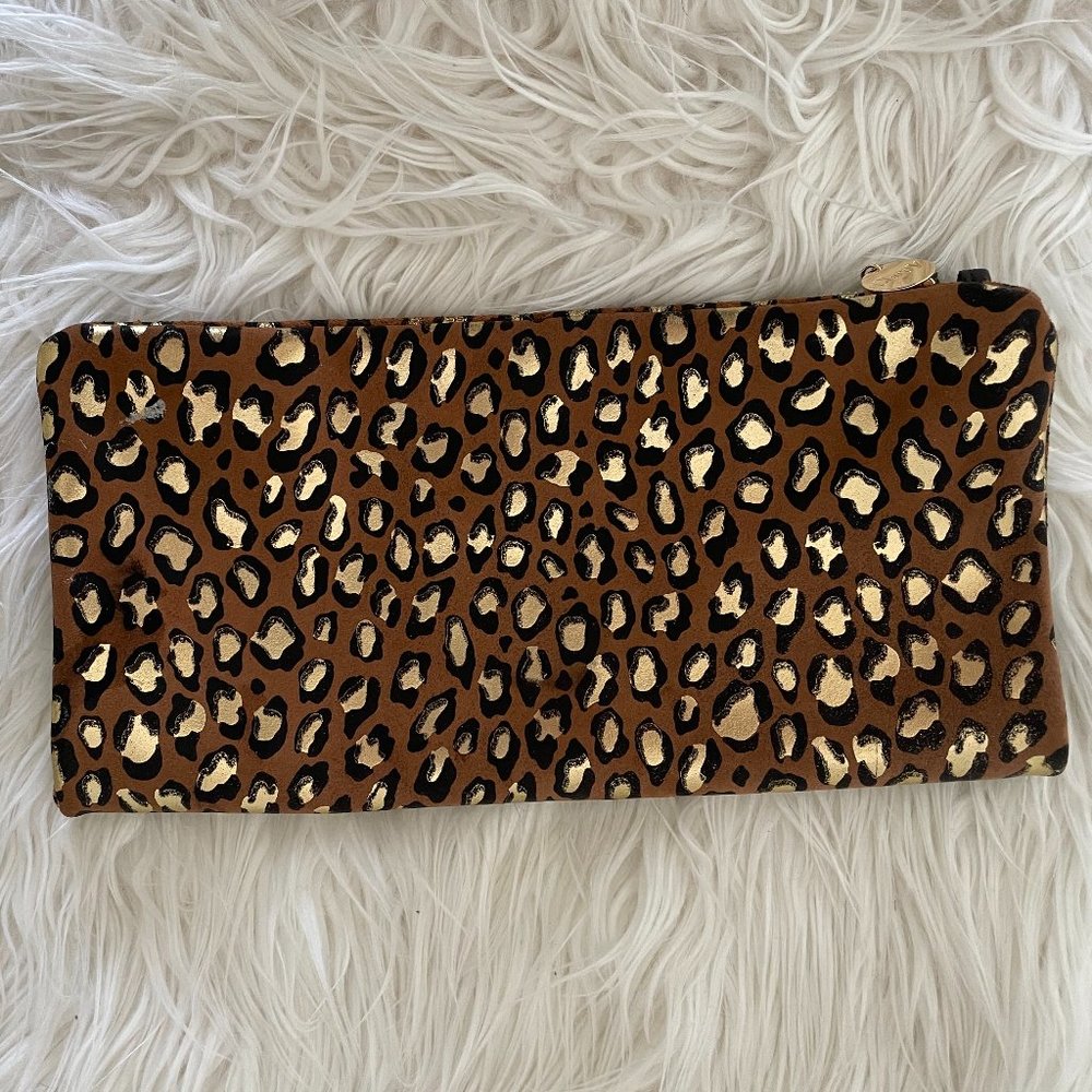 Clare V Fold Over Clutch Leather Leapoard